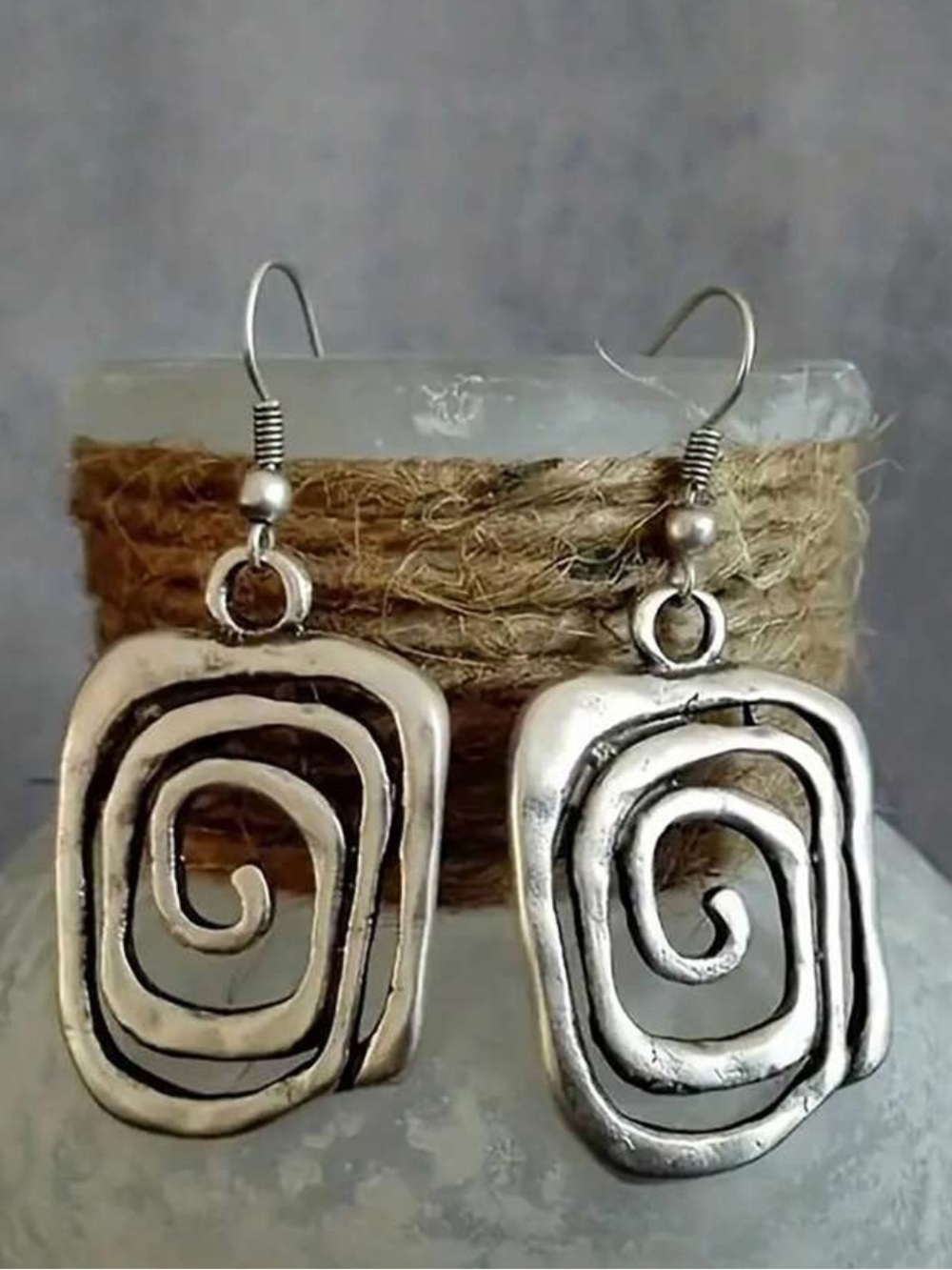 Silver Spiral Drop Earrings - Women Jewelry